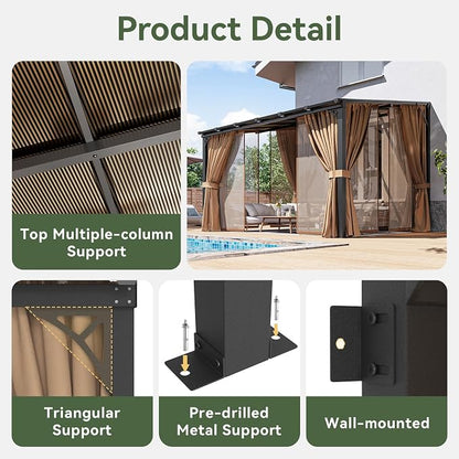 Aoxun 12x10FT Pergola with Netting and Curtains - Image 3