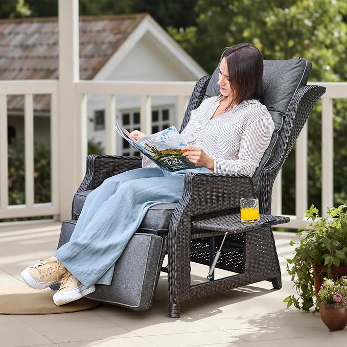 2 Pieces Outdoor Wicker Recliner - Image 7