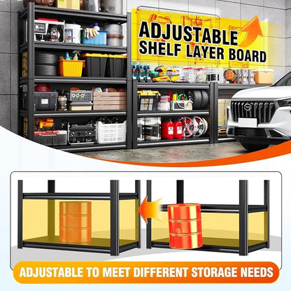 4-pack Storage Shelves, Adjustable Shelving Unit, 5T Metal Garage Shelving - Image 4