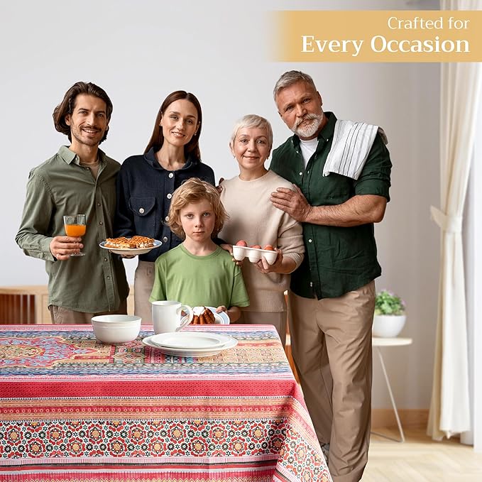 Maison d' Hermine Table Cloth Rectangle Table 100% Cotton 60 x 108 Inches Fall Tablecloth Reusable Everyday Use for Thanksgiving Christmas Decorations Dining Farmhouse Party (Ispahan)