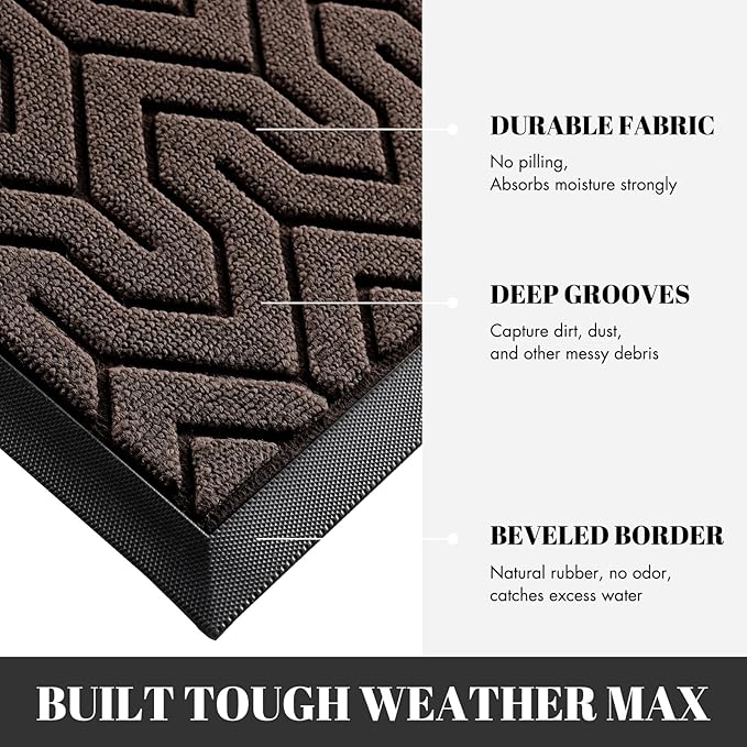 Yimobra 72x24 Indoor Outdoor Runner Rug, Heavy-Duty Entrance Mat for High Traffic Areas, Commercial Grade Welcome Door Mat, Easy Clean Brown