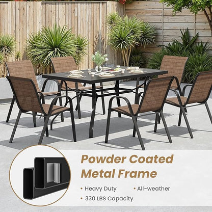 Stackable Outdoor Dining Chairs Set of 4, Textilene Patio Chairs - Image 9