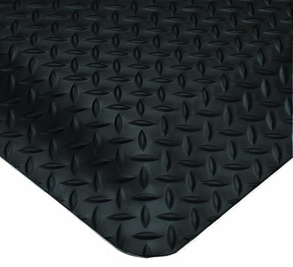 Wearwell Diamond-Plate Select UltraSoft Mat - Black. Anti-Fatigue Workstation Mat. 3' W x 5' L x 15/16" Thickness. PVC Vinyl Surface with PVC Sponge. For Dry Industrial Use (495.1516x3x5BK)