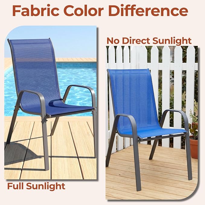 TLSUNNY Patio Chair, Outdoor Stackable Textilene Chairs Set of 6, - Image 4