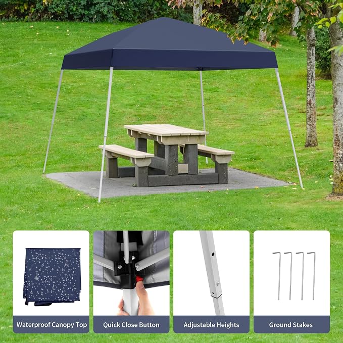 10x10FT Slant Leg Pop Up Canopy Tent, Portable Outdoor Shelter | 10x10FT Base - Image 3