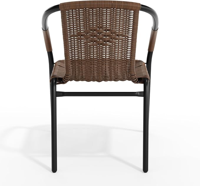 Flash Furniture Lila Medium Brown Rattan Indoor-Outdoor Restaurant Stack Chair - Image 8