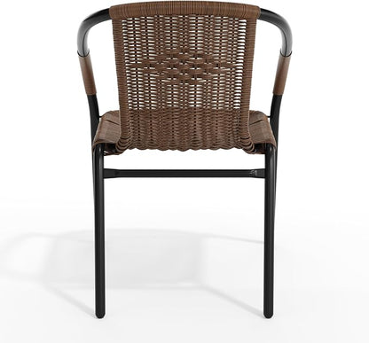 Flash Furniture Lila Medium Brown Rattan Indoor-Outdoor Restaurant Stack Chair - Image 8