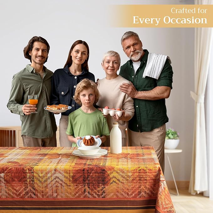Maison d' Hermine Table Cloth Rectangle Table 100% Cotton 70 x 120 Inches Fall Tablecloth Reusable Everyday Use for Thanksgiving Christmas Decorations Dining Farmhouse Party (Thanksgiving Tartan)