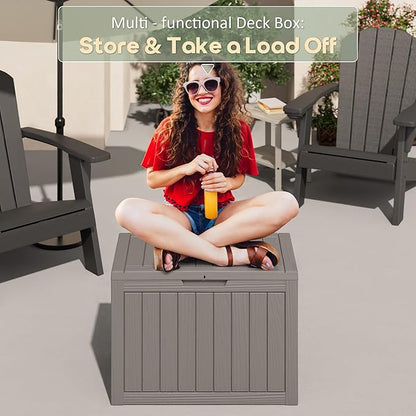 45 Gallon Outdoor Storage Deck Box Waterproof,Garden Tool,Backyard Cushion,Poolside Storage,Small Delivery Boxes for Outside,UV-Resistant & All-Weather,Wood-like Striped Gray