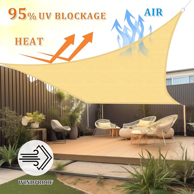 Shade&Beyond 7'x8' Sun Shade Sail Canopy Rectangle, UV Block Breathable Curved - Image 2