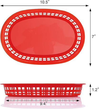 New Star Foodservice 44065 Fast Food Baskets, 10.5 x 7 Inch, Set of 12, Red