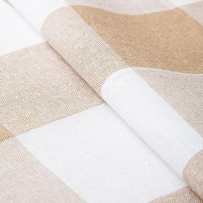 Encasa XO Cotton Dining Table Runner | Buffalo Beige Checks | Size 13x72 in - Machine Washable & Durable