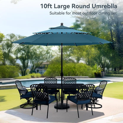 PHI VILLA 10ft Outdoor Patio Umbrellas, 3 Tier Table Umbrella, Cyan & Green | - Image 9