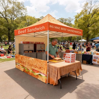 10x10FT Custom Pop Up Canopy Tent with Logo Personalized Trade Show & Event Heavy Duty Aluminum Folding for Outdoor Markets, Business Branding Advertising (Top Canopy+1 Full Wall+2 Half Walls)