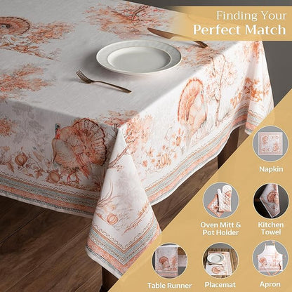 Maison d' Hermine Table Cloth Square Table 100% Cotton 54 x 54 Inches Fall Tablecloth Reusable Everyday Use for Thanksgiving Christmas Decorations Dining Farmhouse Party (Giving Thanks)