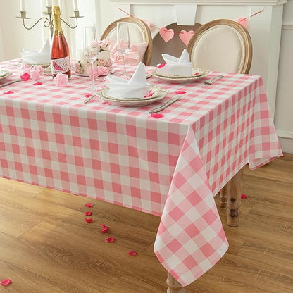 Waterproof Plaid Tablecloth Fabric - Oblong 52x70 Inch Classic Buffalo Tartan Table Cloth for Indoor/Outdoor Use - Washable Table Cover for Dinner, BBQs, and Parties