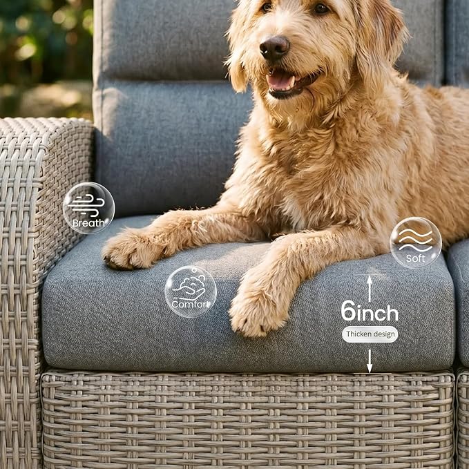 Oversized 2 Pieces Wicker Outdoor Recliner Loveseat - Image 4