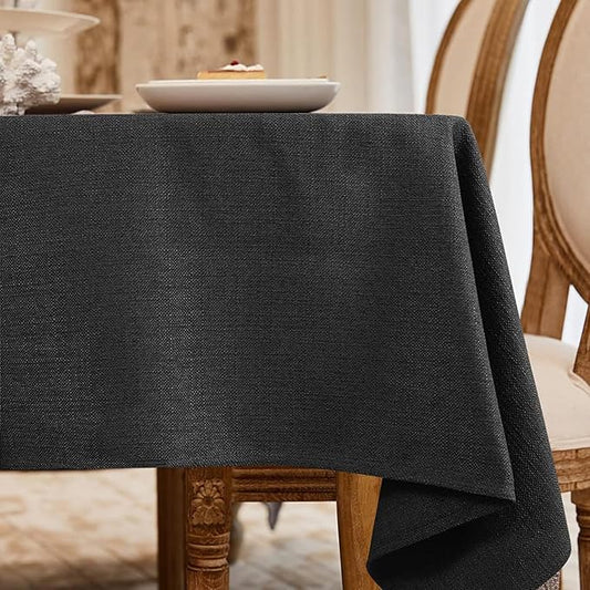 BALCONY & FALCON Rectangle Tablecloth 57" x 85" Washable Wrinkle Resistant and Water Proof Table cloth, Decorative Linen Fabric Tablecloths for Dining, Parties, Kitchen, Wedding and Outdoor Use, Black