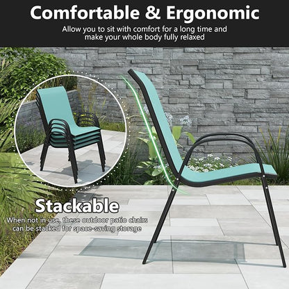 Giantex Patio Chairs Set of 2, Stackable Outdoor Dining Chairs - Image 4