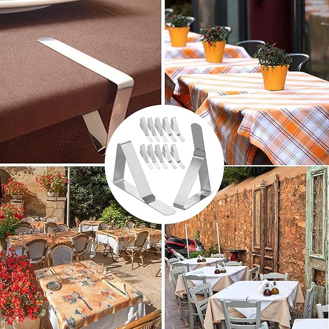 12 Pack Tablecloth Clips - Heavy Duty Picnic Table Clips, Stainless Steel Table Cloth Cover Clamps, Table Cloth Holders Ideal for Restaurant Picnics Marquees Weddings Graduation Party (12)