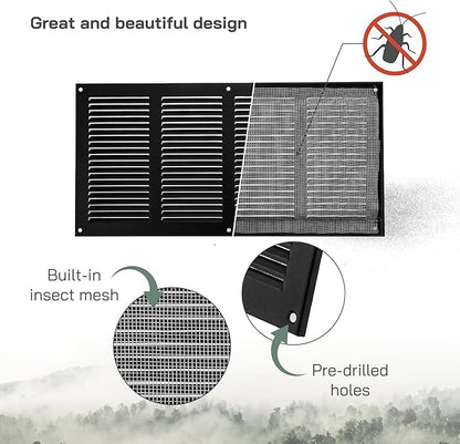 Vent Systems 16" x 8" Inch (Overall Dimensions) Pack of 3 - Anthracite - Air Vent Cover Metal Air Return Grill with Built-in Pest Guard Screen HVAC Vent Duct Cover for Home Improvement