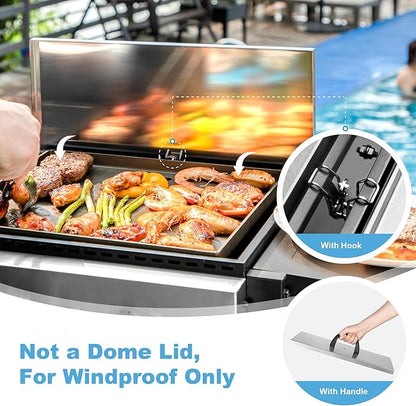 GREEN PARTY 2 Burner Griddle Grill Combo, 2 in 1 Propane Gas BBQ Grill w/Cast Iron Plate, 20,000 BTU Output Small Flat Top Propane Barbecue Grill for Camping, Patio, Backyard, Balcony