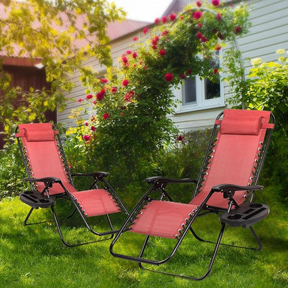 Nazhura Set of 2 Relaxing Recliners Patio Chairs Adjustable Steel Mesh Zero - Image 2