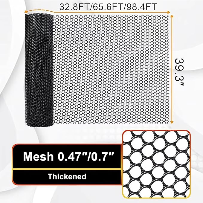 Plastic Wire Mesh Fence, Black Safety Fence Balcony Protection Net 39.3 Inch X 32.8FT Poultry Fence Roll for Garden Chicken Rabbit Construction Barrier(Size:1x20M - Mesh 1.2cm)