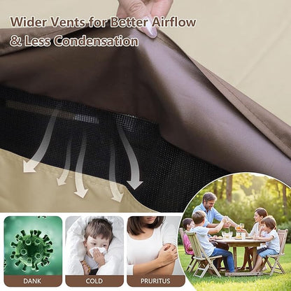 Outdoor Patio Furniture Cover - Heavy Duty Waterproof 600D Tough Canvas Protector for Square Table Cover, All-Season Dining Table and Chair Cover (54L x 54W x 28H Inch)
