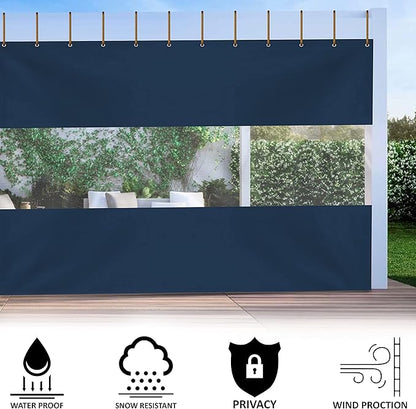 Covers & all Outdoor Clear Panel Curtain, 12 oz Vinyl Outdor Curtains for Patio, Waterproof & Weather Resistant Tarp with Brass Grommets for Pergola, Porch, Gazebos, Balcony (10’ H x 10’ W Feet, Blue)