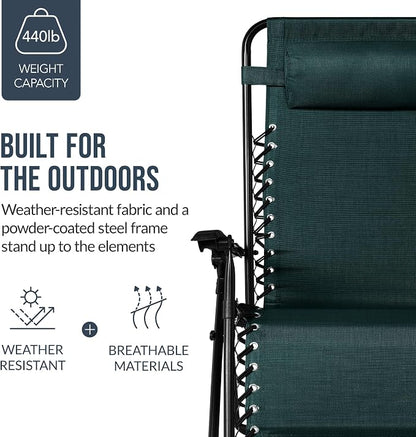 Best Choice Products Set of 2 Extra Wide Adjustable Steel Mesh Zero Gravity - Image 6