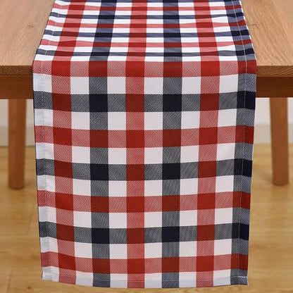 Waterproof Checkered Tablecloth Runner Fabric - Rectangle 12x108 Inch Classic Gingham Buffalo Plaid Table Cloth for Indoor/Outdoor Use - Table Cover for Kitchen, BBQs, and Parties