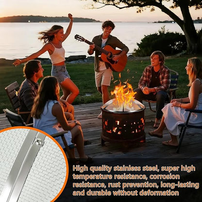 36 Inch Fire Pit Spark Screen,Stainless Steel Fire Pit Screen Cover with Handle&Poker,Outdoor Fire Pit Screen Cover Round Mesh Lid Heavy-Duty for Backyard/Beach/RV Camping