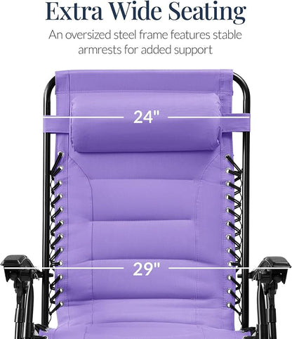 Best Choice Products Oversized Padded Zero Gravity Chair, Folding Outdoor Patio - Image 3