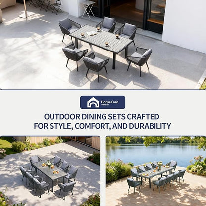 7 Pieces Patio Dining Set for 6 - All Weather Outdoor Dining Sets, All in One Outdoor Table and Chairs, Wicker Outdoor Patio Furniture Sets with Cushions and Pillows, Grey