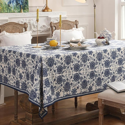 patdrea Designer Small Blue Tablecloth for Rectangle Table,Vintage Paisley Pattern Table Cloth,Decor Floral Cover Cloth for Kitchen Dining Christmas,Thanksgiving,Party,55"x71"-Lantang a