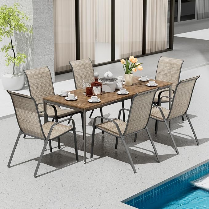 TLSUNNY Patio Chairs, Stackable Textilene Outdoor Dining Furniture - Image 9