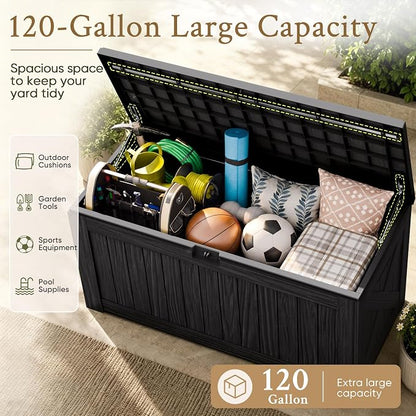 Devoko 120 Gallon Deck Box Resin Outdoor Storage Box Waterproof | Large Outdoor - Image 7