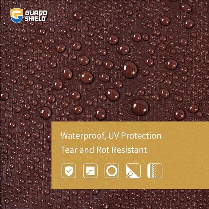 GUARD SHIELD Brown/Green Tarp 8x10 Feet Medium Duty Outdoor Waterproof Multi Purpose Poly Tarps Cover 7mil (2-Pack)