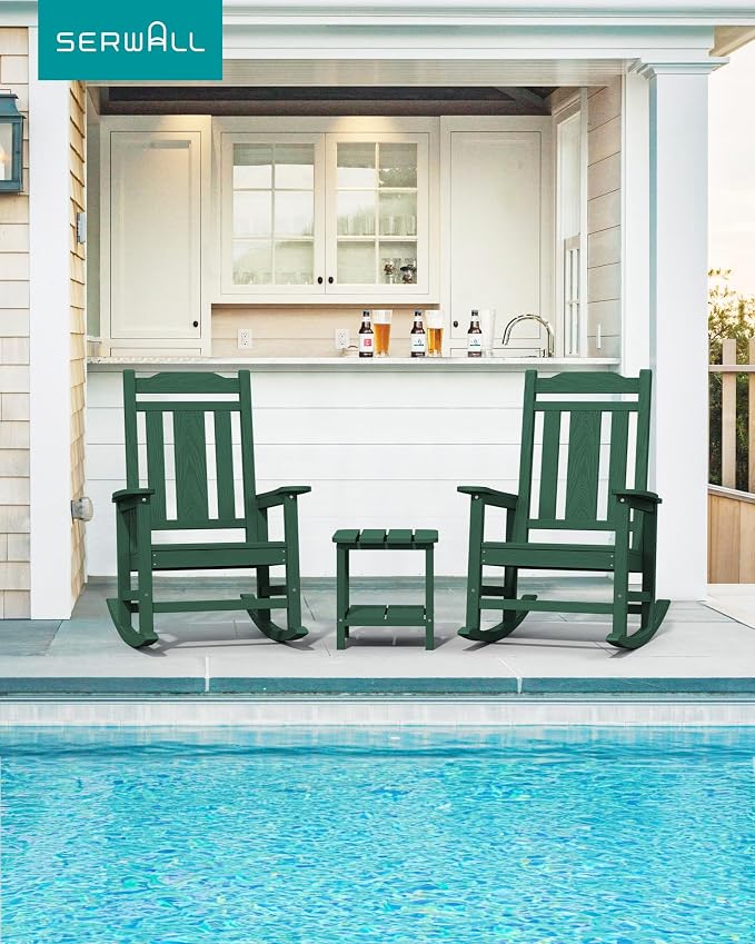 SERWALL HDPE Oversized Outdoor Rocking Chairs Set of 4, Patio Rocker, All - Image 2
