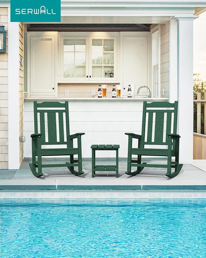 SERWALL HDPE Oversized Outdoor Rocking Chairs Set of 2, Patio Rocker, All - Image 2