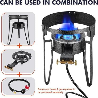 Llamaviva 90,000 BTU Portable Propane Burner Stove Cast Iron Single Burner for Outdoor Wok Cooking 0-20 PSI Adjustable Regulator & 4 ft Hose - Lightweight & Easy to Carry for Camping