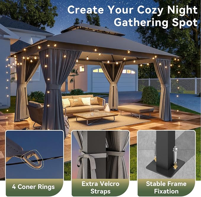 12'x10' Gazebo, Metal Frame Canopy - Image 8