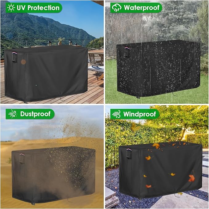 Outdoor Table Cover for Bar Height Patio Table, Waterproof Patio Cover for Prep Table, Stainless Steel/Metal Table and Rectangular Furniture, Black-78"L x 36" W x 42"H