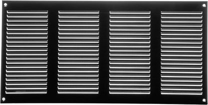 Repa Market Air Vent Cover 16x8 Inch (Outer Dimensions) Black Galvanized Steel Louvered Grill Cover with Mesh Screen/Wall or Ceiling Vent/HVAC Register for Indoor and Outdoor Ventilation