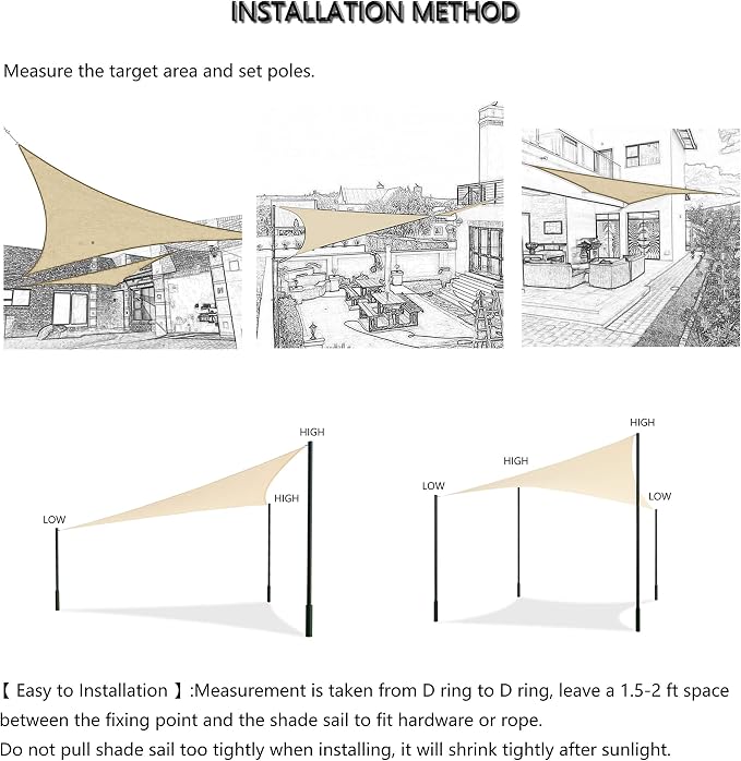 Tronssien Rectangle 12'x16' Sun Shade Sail, 95% UV Blockage Canopy Awning - Image 5