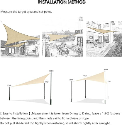 Tronssien Rectangle 10'x13' Sun Shade Sail, 95% UV Blockage Canopy Awning - Image 6