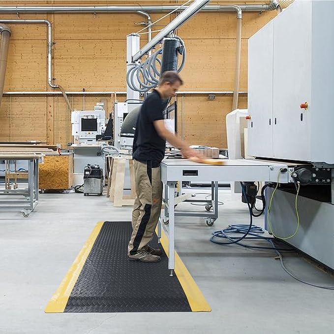 Nisorpa Anti Fatigue Mats Industrial 2' x 6' Ergonomic Standing Mat 15/16" Extra Thick Kitchen Rugs for Standing Heavy Duty Commercial Diamond Plate - Safety Support for Leg & Back Pain