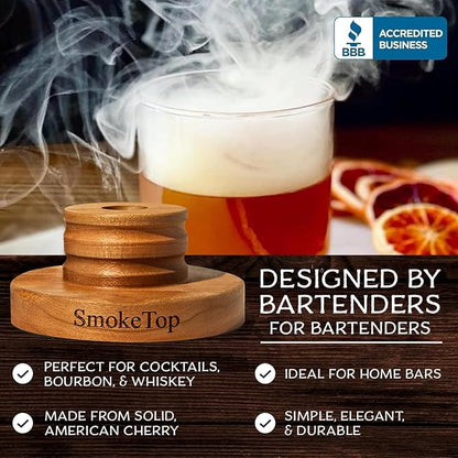 SmokeTop Cocktail Smoker Kit 5 Pack - Old Fashioned Chimney Drink Smoker for Cocktails, Whiskey, & Bourbon With 2oz Sample Wood Chips - by Middleton Mixology