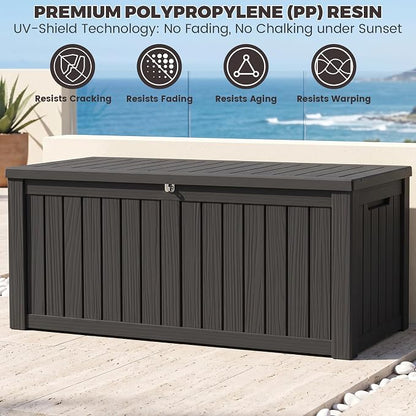 Outdoor Storage Box, 150 Gallon Waterproof Deck Box, Piston-Assisted Resin Trunk - Image 4